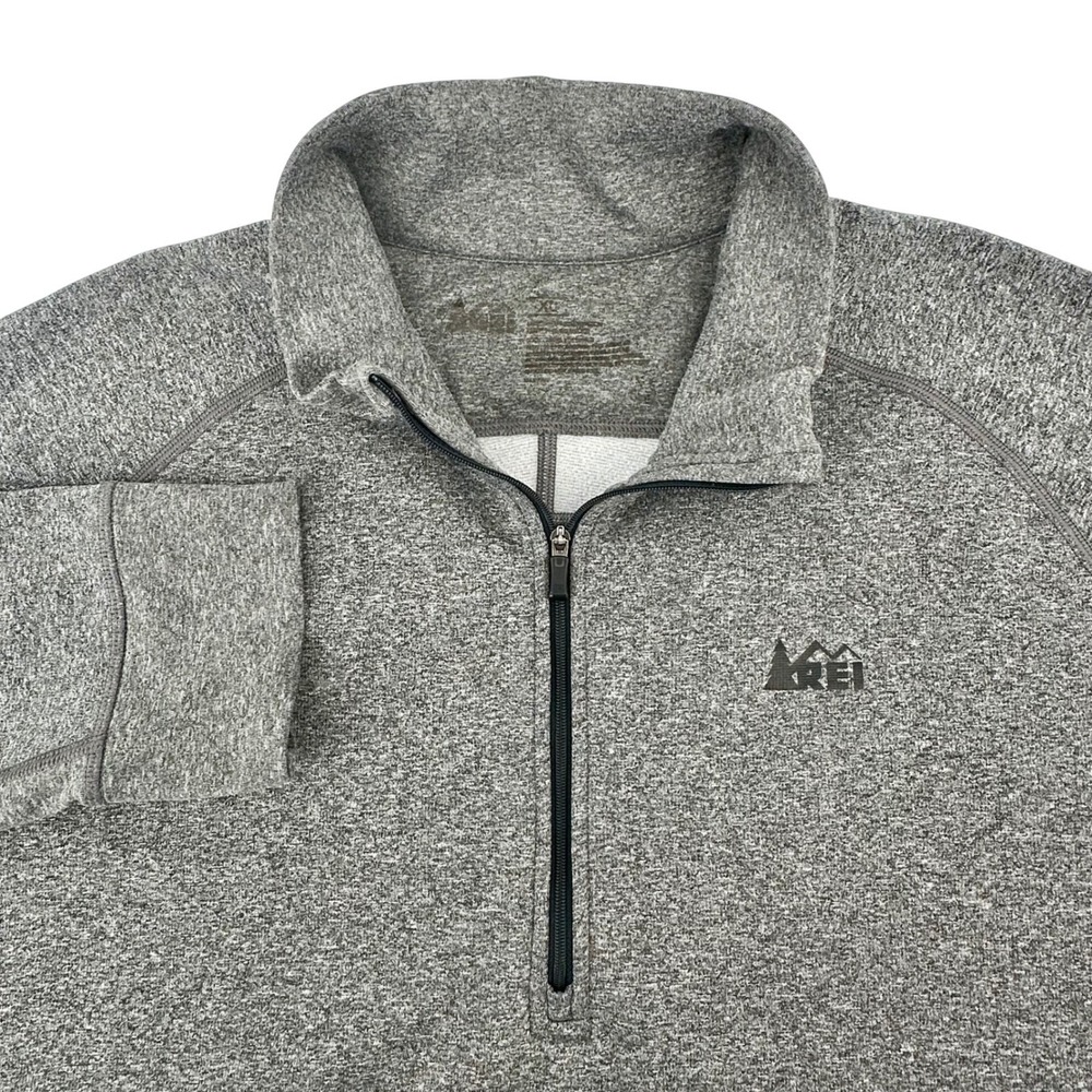 REI Co-op Mens XL Grey Heathered Quarter Zip Pullover Performance Hiking Shirt